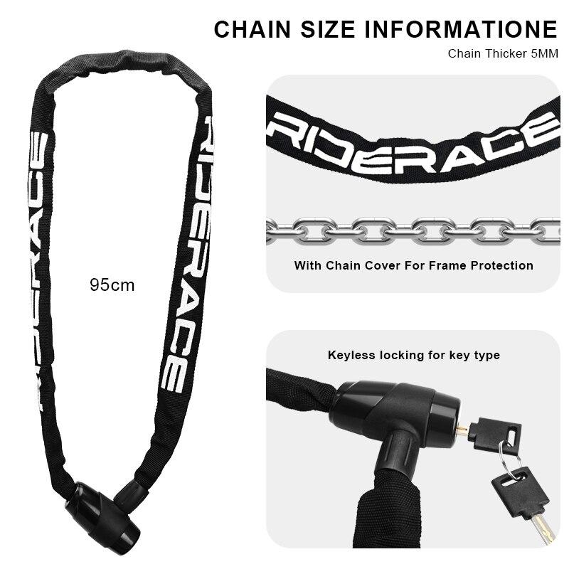 RIDERACE велосипедный цепной замок портативный противоугонный замок с высокой степенью безопасности для горного велосипеда MTB с 2 ключами для скутера, электрического велосипеда
