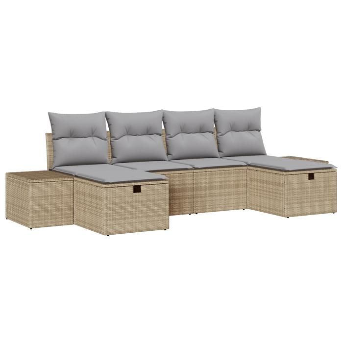 VidaXL Ensemble de canapé de jardin 6 pièces avec coussins Beige en Rotin 3359419