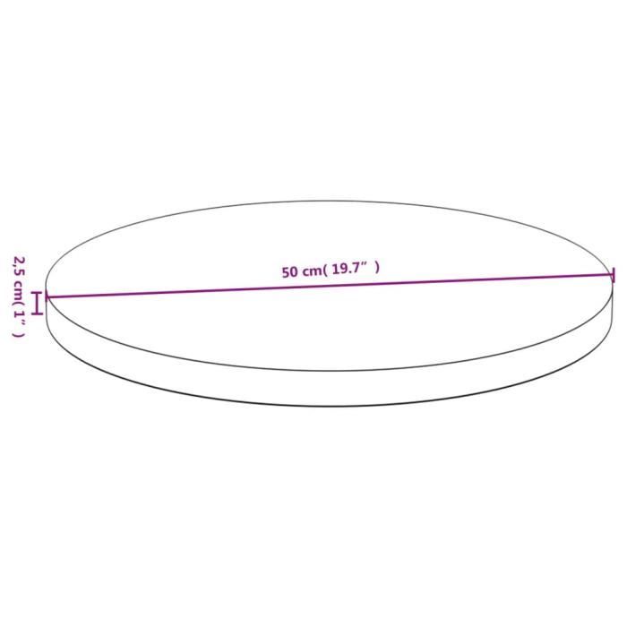 VidaXL Table Top Ø50x2.5 Cm Bamboo 352680