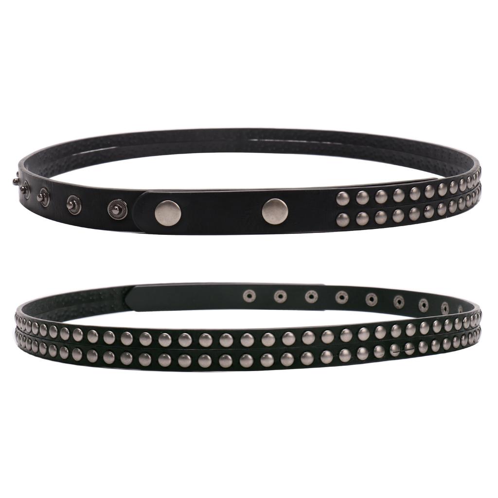 Studded Belt for Men Women Snap-On Punk Goth Vintage Faux Leather Waistband