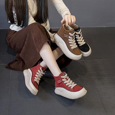 Одиночные туфли Белые туфли Ретро Повседневные толстые женские туфли