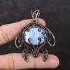 Blue Lace Agate Pendant Copper Wire Wrapped Pendant Handmade Gemstone Jewelry Tortoise Pendant Copper Wire Wrapped Jewelry Anniversary Gift