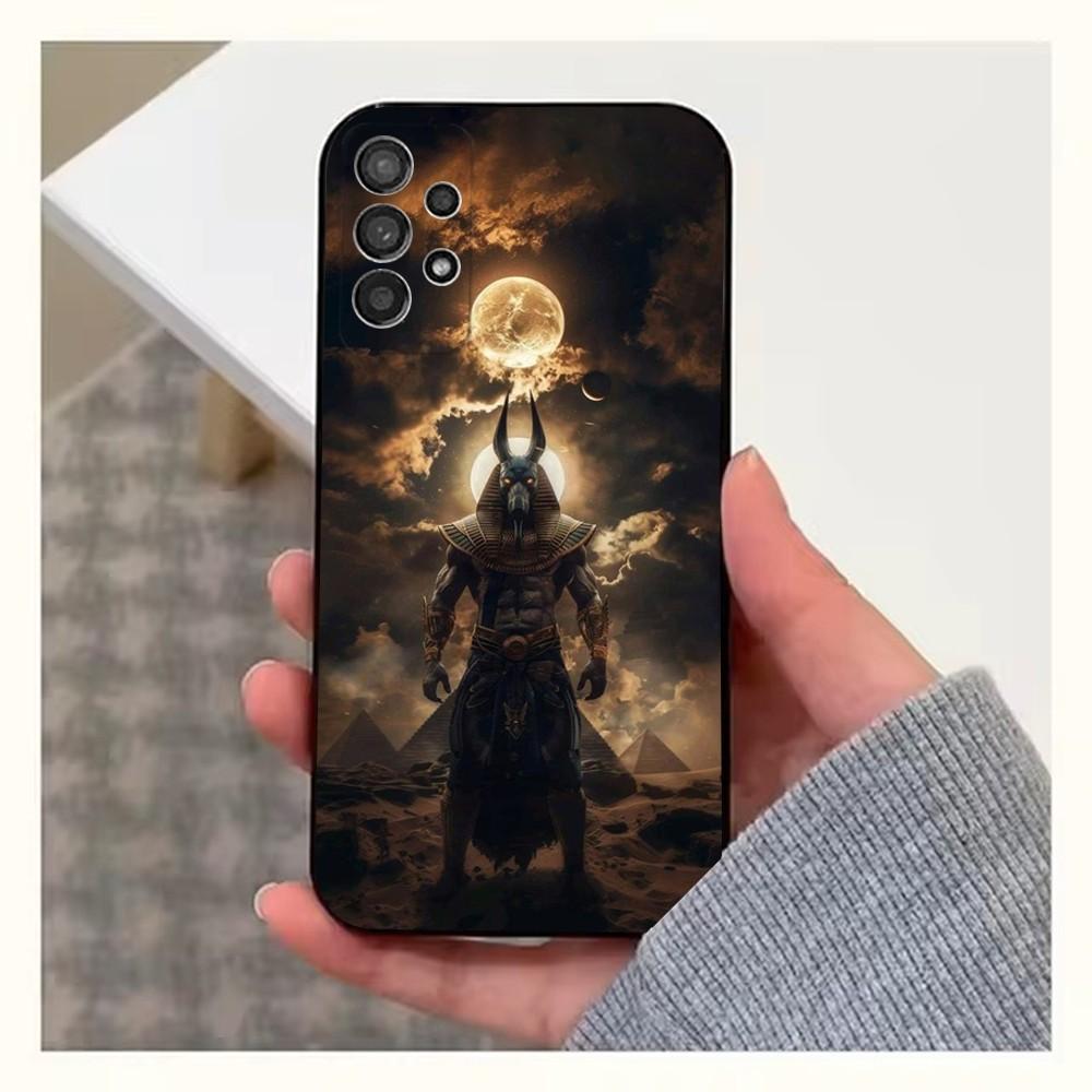 Anubis Egyptian God Phone Case For Samsung S25,S24,S23,S22,S20,S21,S10,Ultra,Plus,Lite,FE,Soft Silicone Black Cover