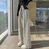 Текстура мягкая восковая махровая брюки женские весенние новые черно-белые полосатые брюки женские ленивый ветер свободные и драпирующиеся широкие брюки