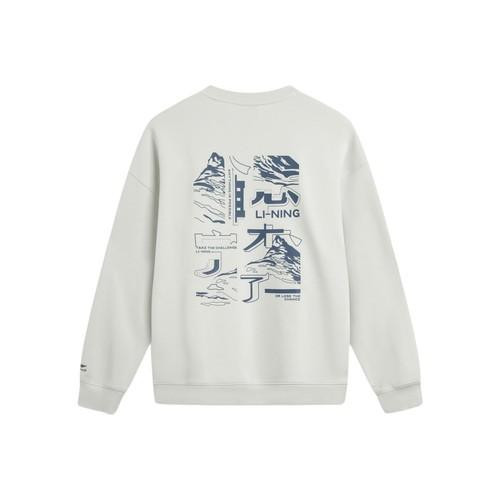 LiNing Li Ning Теплый свободный свитшот с круглым вырезом на флисовой подкладке, унисекс, для пар