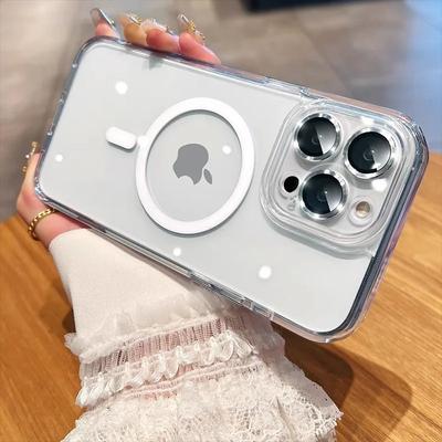 Прозрачный чехол с магнитной адсорбцией и беспроводной зарядкой для iPhone 14 15 13 12 11 Pro XS Max XR X 8 15 Plus, совместимый с MagSafe