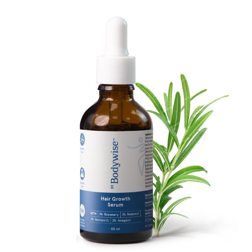 Be Bodywise Сыворотка для волос с розмарином | С 3% Redensyl и 2% Anagain | Для более густых и сильных волос | От выпадения волос и стимулирует фолликулы | Для всех