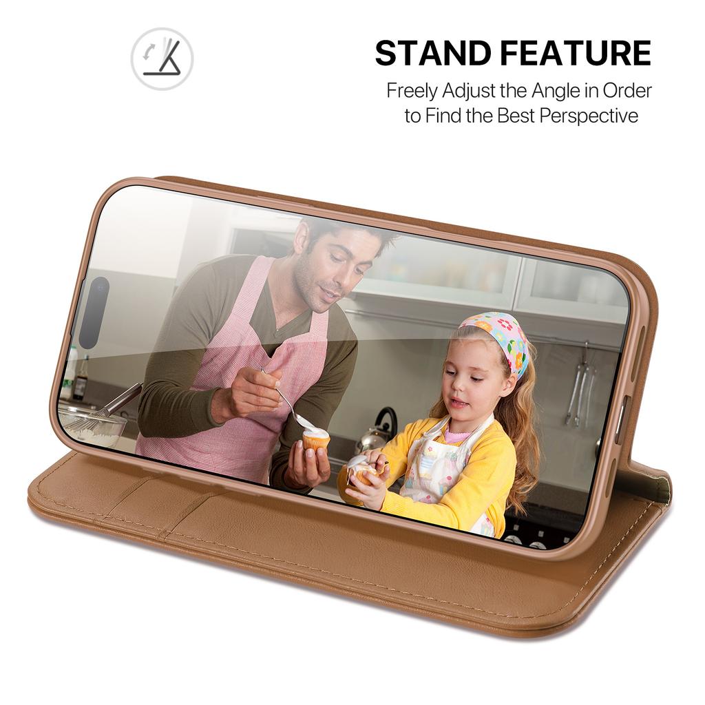 Для iPhone 17 Pro Чехол DUX DUCIS Серия Hivo Кожа из коровьей шкуры Блокировка RFID Кошелек Подставка Чехол-книжка