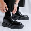 Мужские туфли из кожи на толстой подошве с круглым носком Модные в британском стиле Свадебный тренд вечеринка Открытый отдых обувь для увеличения роста