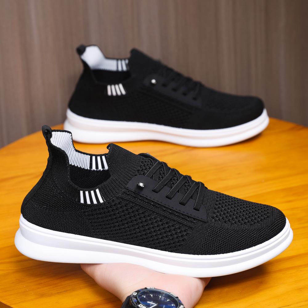 Men's Shoes Summer Breathable Fly-woven Mesh Shoes Soft Sole One Pedal Thin Casual Shoes Men's Trendy Shoes