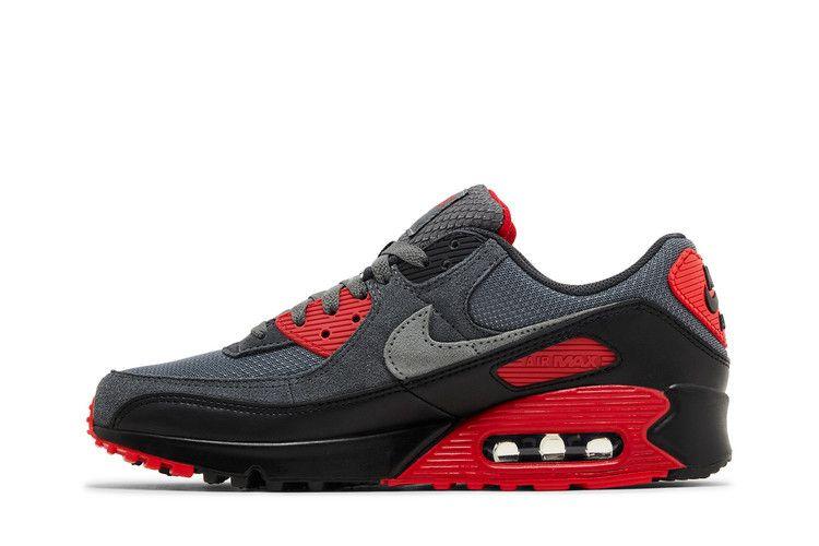 Мужские кроссовки Nike Air Max 90 Smoke Grey Fire Red Черный/Дымчато-серый/Железо-серый/Огненно-красный/Темно-дымчато-серый