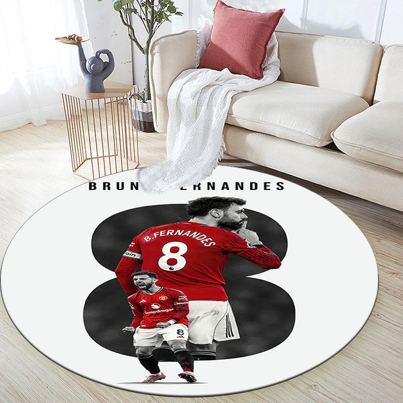 Bruno Fernandes pattern round rug,Carpet Rug for Living Room Bedroom Playroom ,Non-slip Floor Mat,Holiday Gifts and Birthday Gifts.