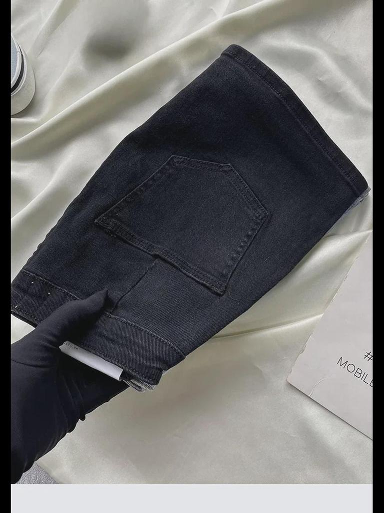 Женские джинсовые шорты с высокой талией - Лето 2022 года, тонкий стиль, эластичные облегающие шорты А-силуэта