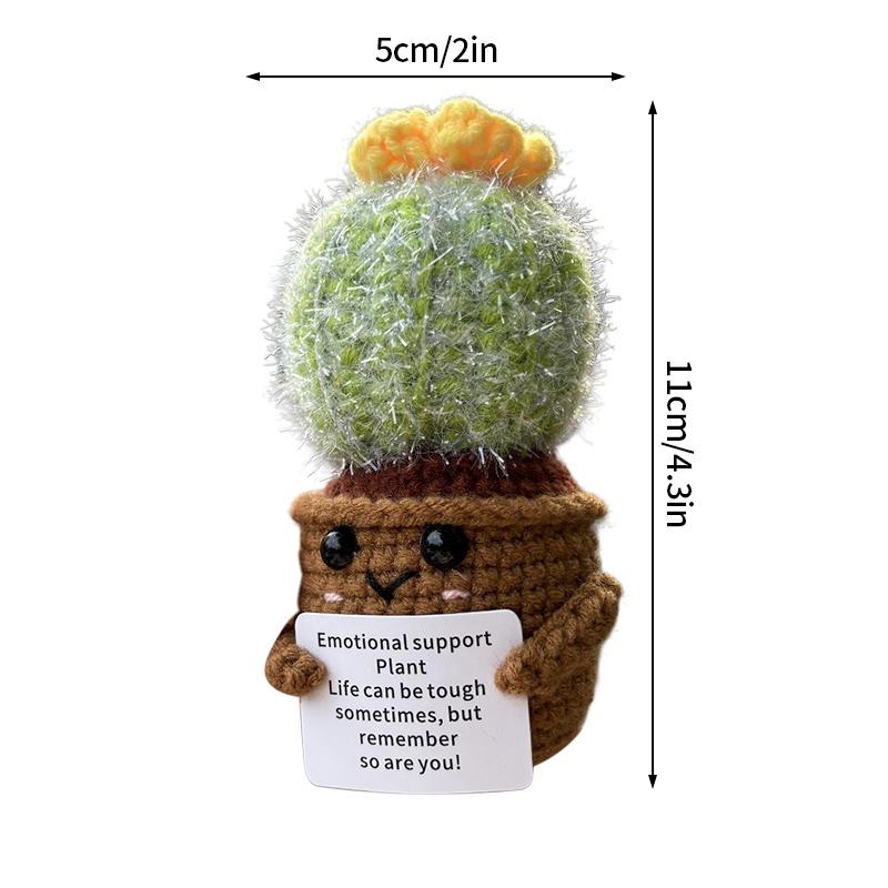 Handmade Crochet Miniature Potted Ornaments Positive Energy Card Wovening Emotional Support Plants Ornament Car Decorations