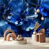 Wallpaper Blue 3D glass flowers