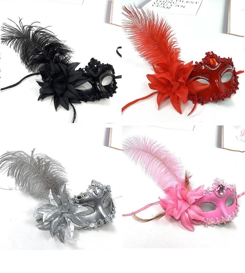 Half Face Mask Peacock Feathers Masquerade Mask Princess Mask Women For Party Carnival Performance