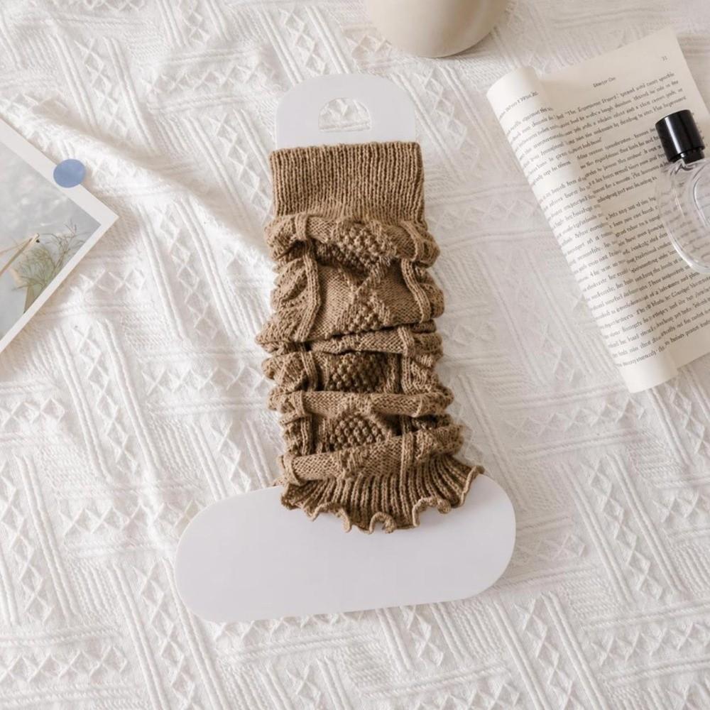 Knitted Knee Socks Vertical Stripe Knee Sleeves Cute Leg Cover Winter Season