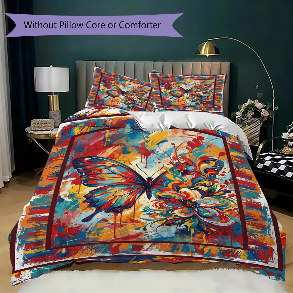 Abstract Butterfly Pattern Bedding uilt Set uilt Cover Pillowcase Home Decoration Birthday Gift (1 * duvet cover + 2 * pillowcase without core)13
