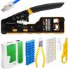 Набор обжимного инструмента RJ45 с проходным разъемом Инструмент для обжима Ethernet-сети Стриппер-резак RJ45 Обжимной инструмент для Cat5 Cat5e Cat6 Cat6a RJ45 RJ11/12 с сетевым