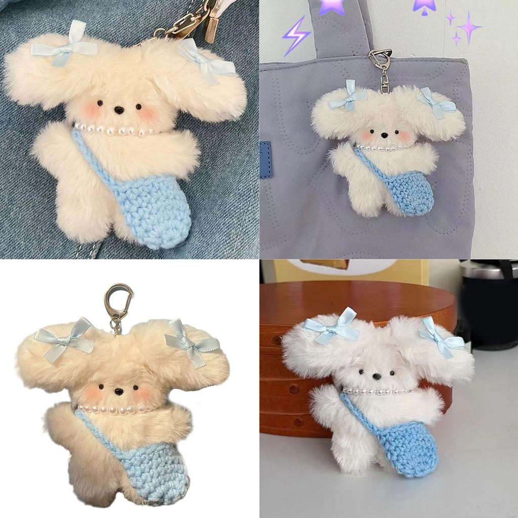 Lovely Dog Keychain Charm Decoration Comfortable Keyring with Bowknot Dog Lovely Key Accessory for Girls and Ladies