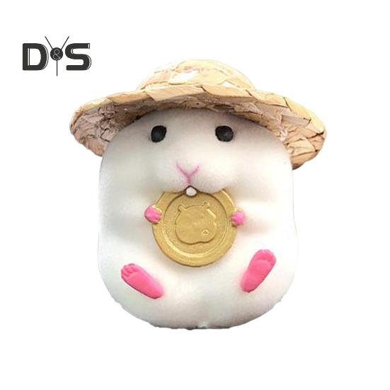 Экологичная скульптура хомяка в соломенной шляпе. Уникальная автоматическая миниатюрная скульптура хомяка-еда.