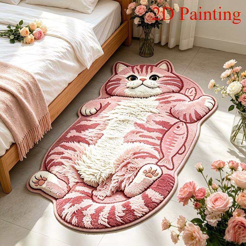 Anti-fouling Home Decor Carpet Easy to Clean Cartoon Carpet Soft Cat-Shaped Area Rug Living Rooms