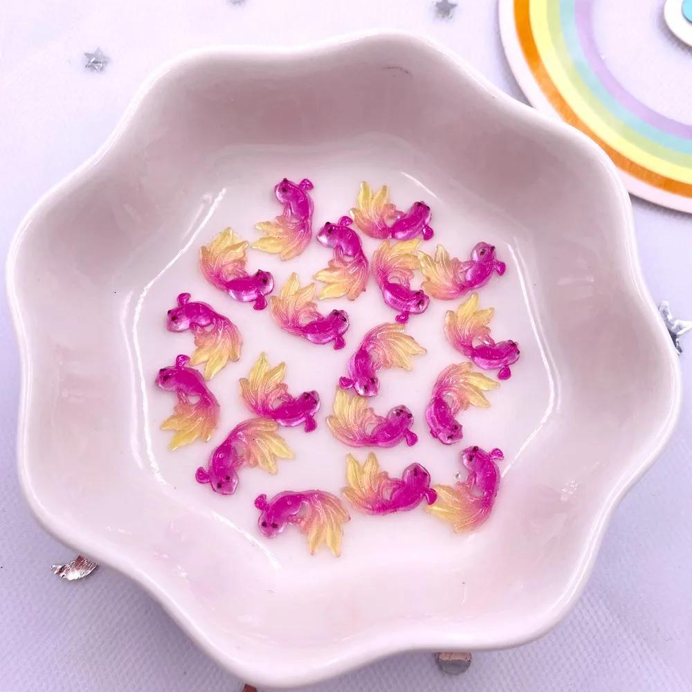 50 шт., смоляные мини-красочные прозрачные яркие цвета, Золотая рыбка, дизайн ногтей с плоской задней частью, стразы, аппликация, сделай сам, скрапбукинг, декор, аксессуары, ремесла