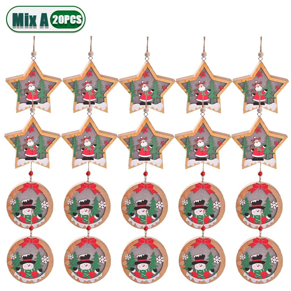 Christmas Decoration LED Illuminated Christmas Tree Hanging Santa Claus Snowman Deer Night Lights Christmas Decoration Hanging