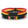 New Creative National Flag Color String Bracelet For Men 8mm Obsidian Strand Braslet Grade A 4mm Cord Chain Wrap Braclet Homme
