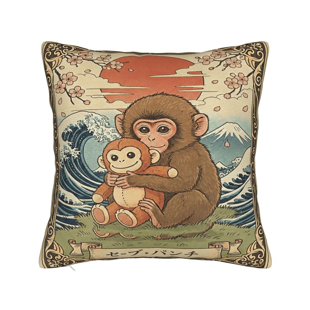 Baby Monkey Punch Cute Cuddly Little Love Pillowcases  Novelty Pillow Case For Sofa Bedroom Home Decor Soft Pillow Cover