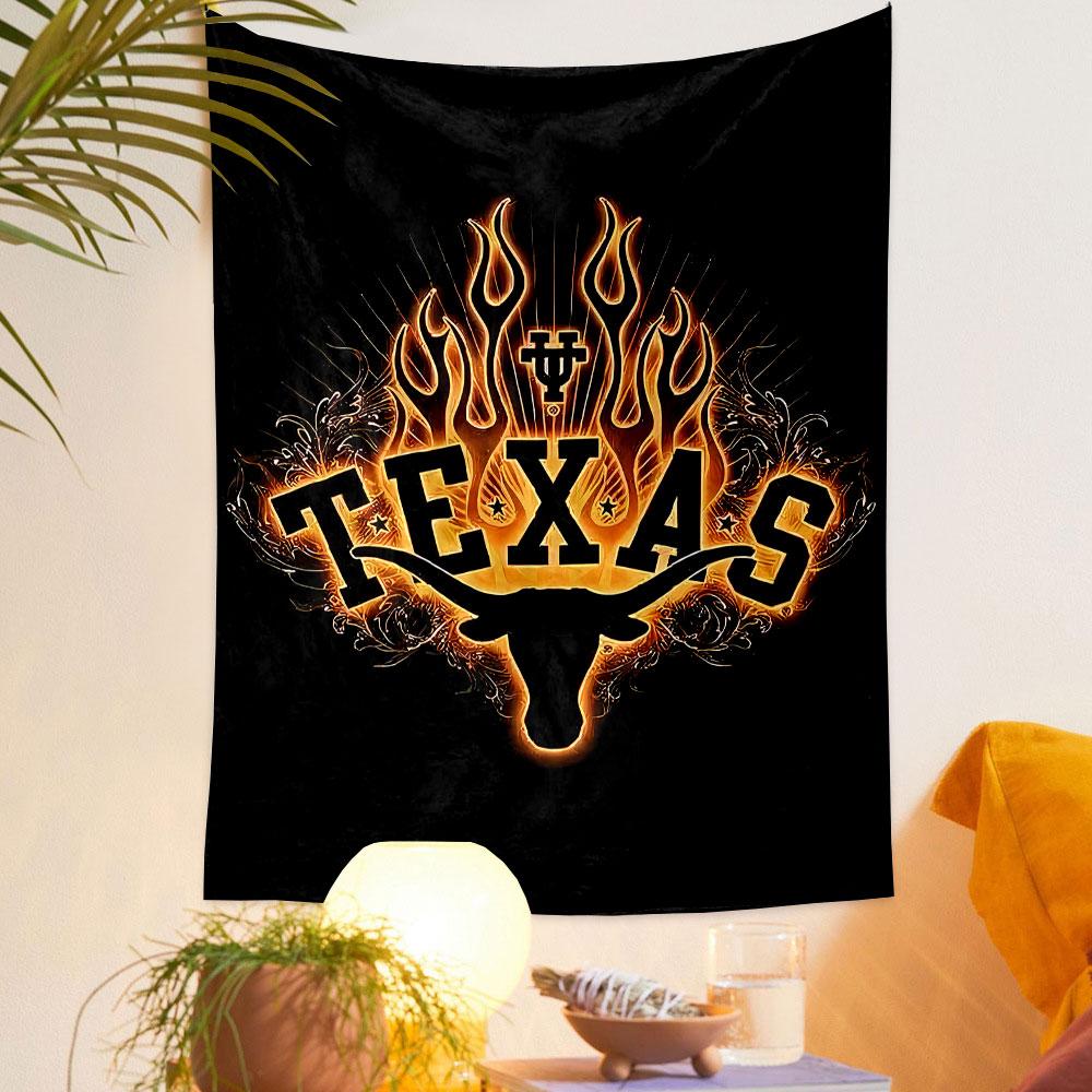 Texas Flame Badge Tapestry Wall Hanging, Lone Star State Design, Wall Decor for Bedroom Living Room Dorm