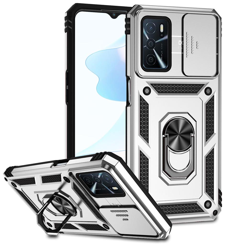 Для Oppo A16/Oppo A16s/Oppo A54s/Oppo A54 (4G)/Оппо А55 (4G)/Oppo A55 5G Бронированный чехол для телефона Защита объектива камеры Металлическое кольцо-подставка Противоударный чехол
