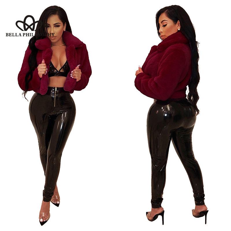 Sexy Solid Color Plush Short Candy Color Coat Imitation Fur Top Solid Color Cardigan Fashion Casual Warn Faux Fur Coat