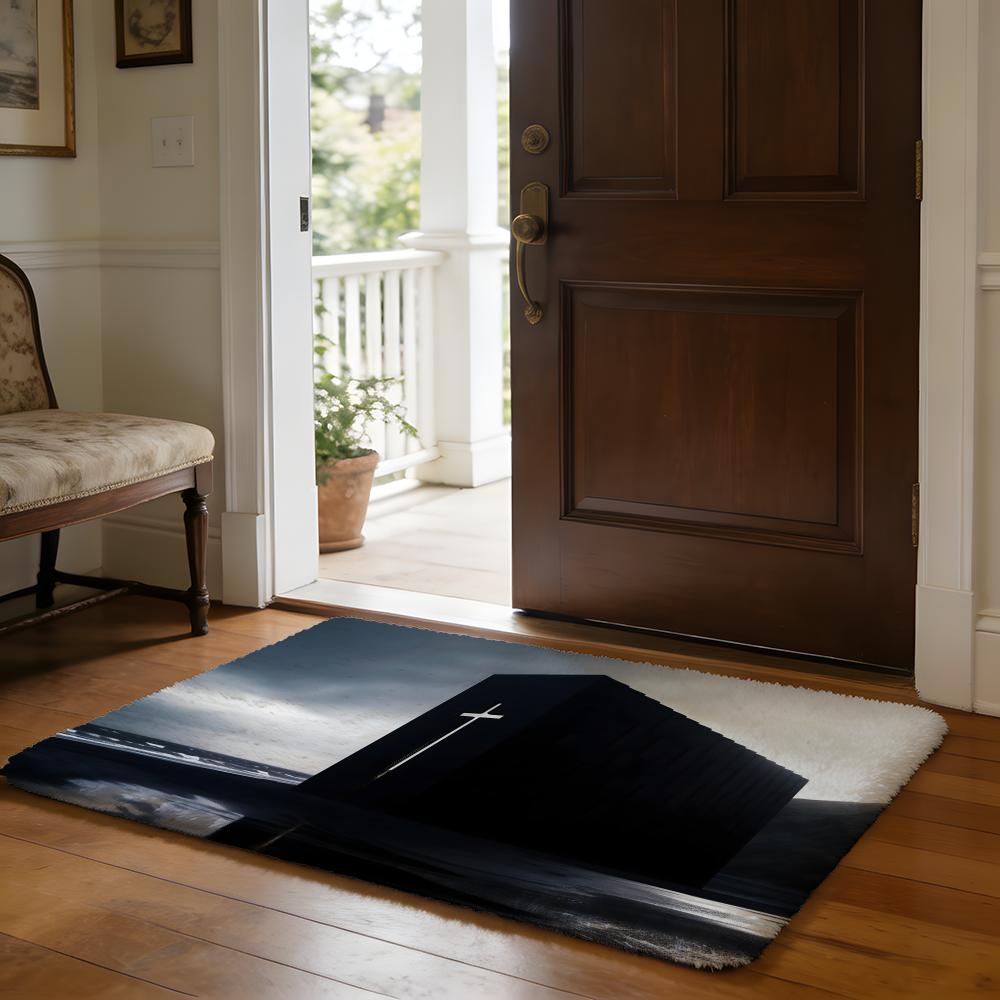 Floor Mat Soft Flannel Rug Non-Slip Absorbent Mat for Bathroom Bedroom Home Decor Dark Wind Christian Gothic niche landscape