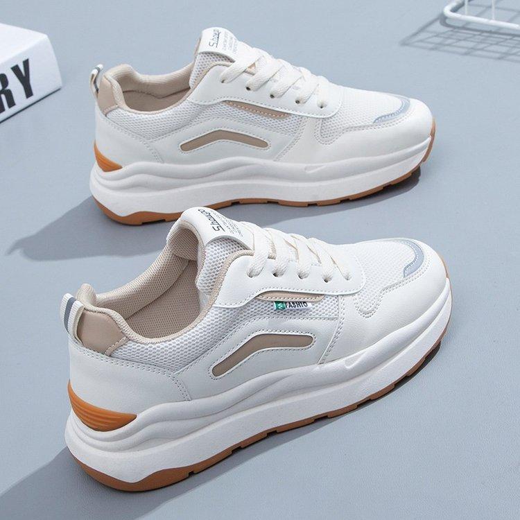 Little white shoes spring and summer mesh breathable sneakers lace-up soft baseplate shoes versatile and lightweight women's little white shoes