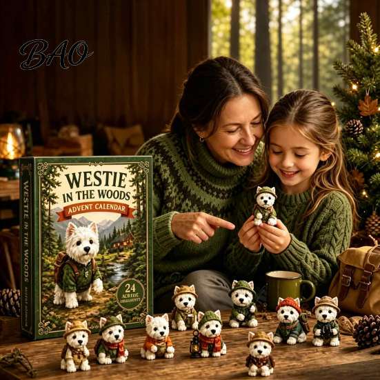Limited Collection Dog Toys Westie in The Woods Advent Calendar, 24-Day Christmas Countdown Surprise Blind Box Figure Set, West Highland White Terrier