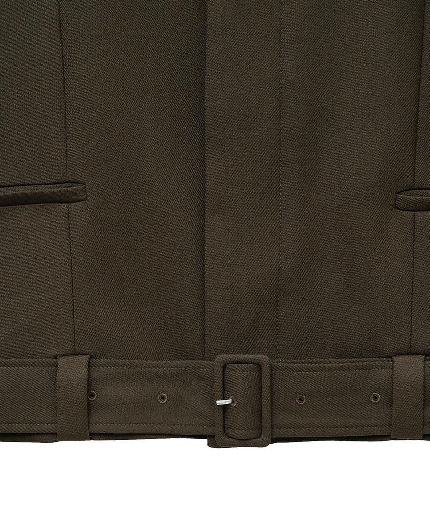 Noirer Lux Wool Belted Crop Jacket (Brown)