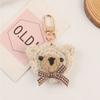 Cute Bow Tie Bear Car Keychain Pendant Small Fresh Cloth Art Bear Accessories Headphone Cover Women's Bag Decoration Girl Gift