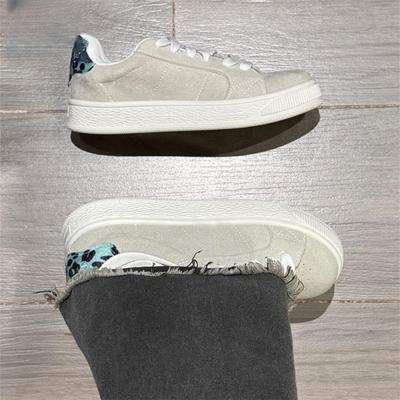 Новые ретро-туфли с серо-голубым леопардовым принтом для женщин, нишевые туфли для скейтбординга с большим язычком, универсальные повседневные туфли в американском стиле