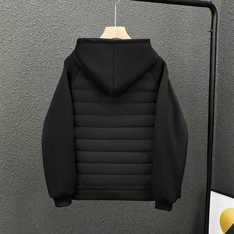 Зимняя Мода Мужское Хлопковое Пальто с Капюшоном - Свободное, Повседневное, Однотонное со Стежкой