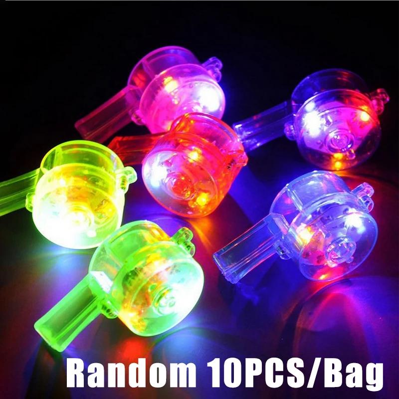 Party Eco Friendly LED Light Plastic Whistle Kids Soccer Sports Toy Glow Birthday Party Supplies Night Party Fun Favors