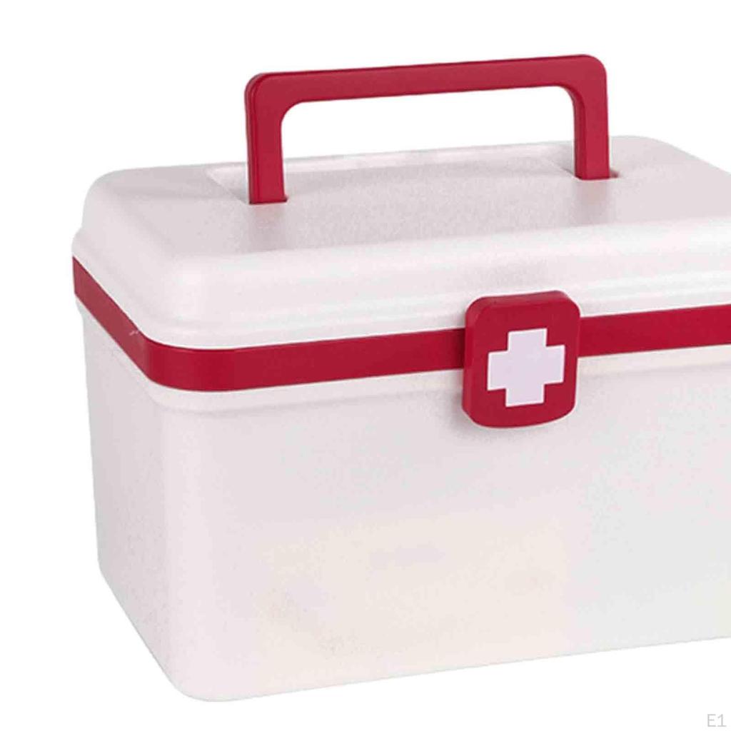 Family First Aid Medical Box Double Layer Bin Large Capacity with Handle Storage Organizer for