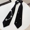 Unisex School Uniform Crystal Rhinestone Jewelry Black Ribbon Tie Necktie Boys Collar Neck Ties JK