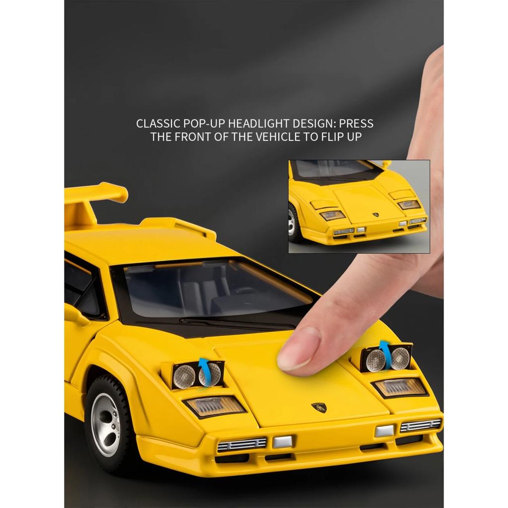 1/32 Lamborghini Countach LP5000s Сплав Модель Спортивного Автомобиля Литые Металлические Гоночные Автомобили для Трека Модель Транспортных Средств Симуляция Звук Свет Детская Игрушка Подарок