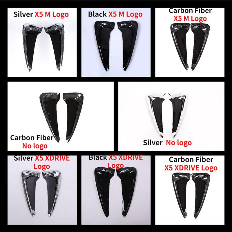 For BMW X5 F15 X5M F85 2014-2018 ABS Black/Silver/Carbon Fiber car shark gill side fender vent sticker Auto