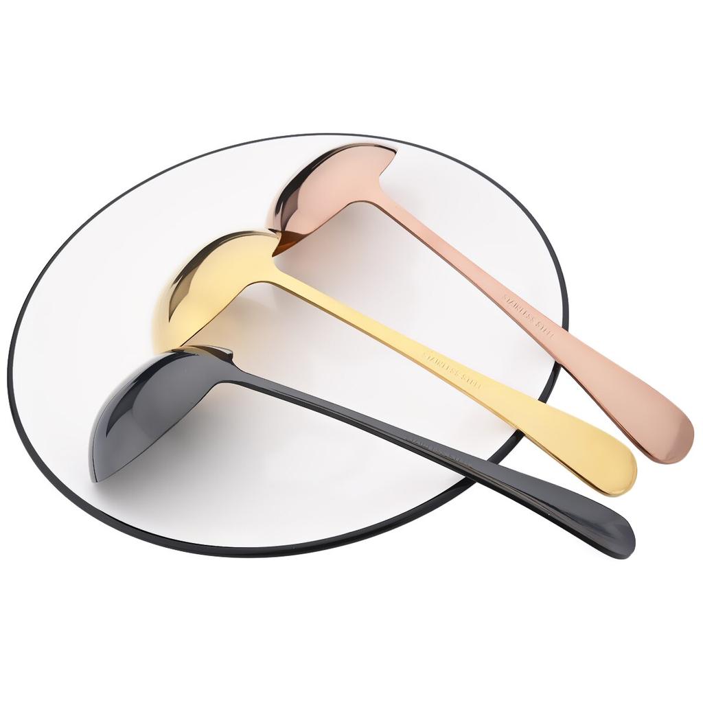 1Pc Colorful Soup Spoon Creative Mirror Stainless Steel Soup Spoon Long Handle Thicken Spoon Kitchen Bar Cooking Tools