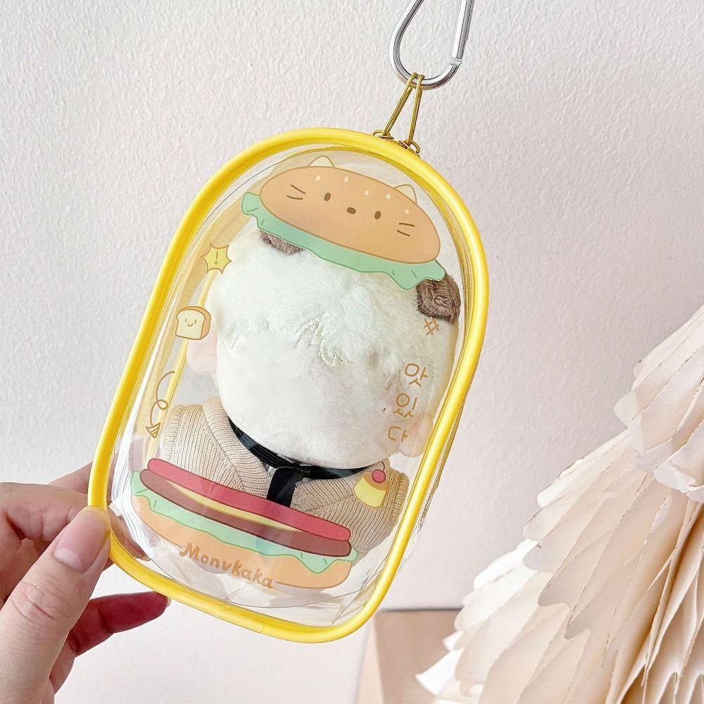 PVC Data Cable Storage Bag Transparent Dolls Outdoor Bag Plush Dolls Storage Pouch for 13cm Dolls