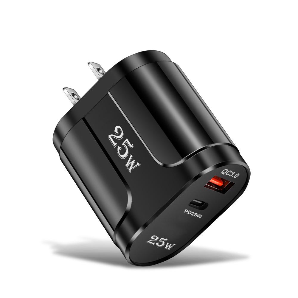 QC3.0+PD 25W High-Power Fast Charger with EU, US, UK Plug Options