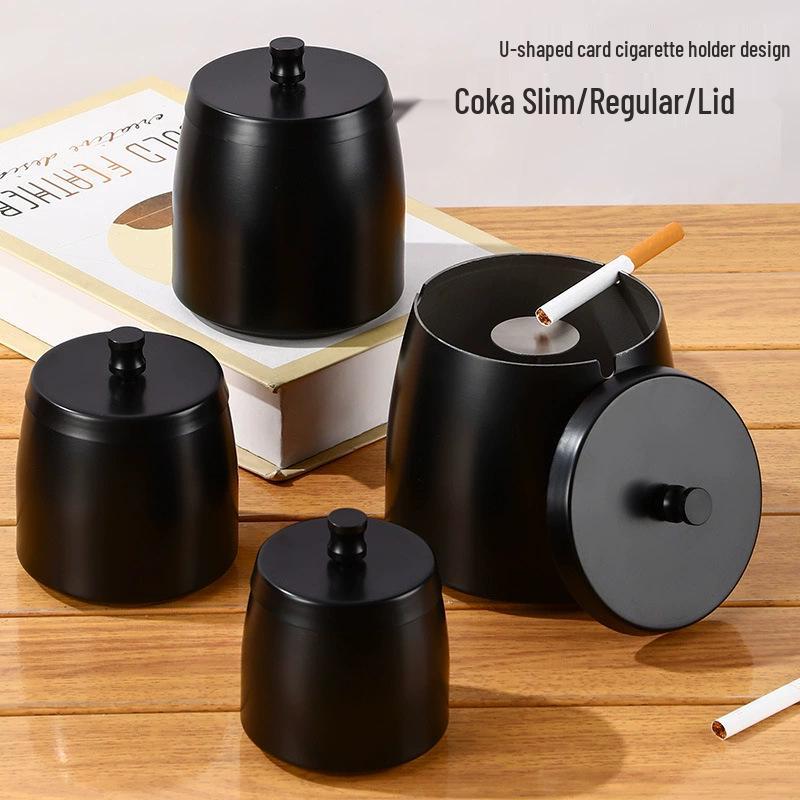 Ветрозащитная пепельница из нержавеющей стали с крышкой для дома, ресторана, кафе или отеля - с возможностью нанесения логотипа.