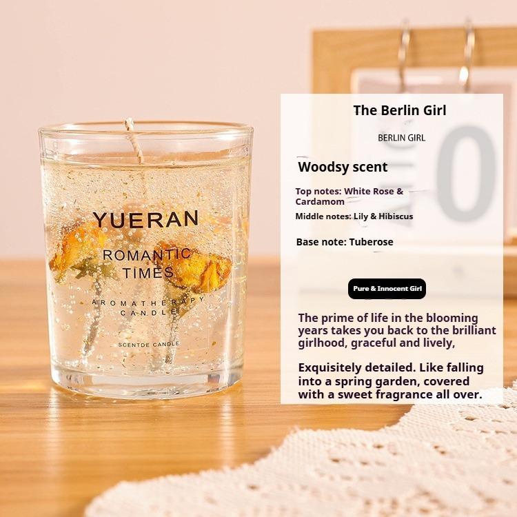 Свеча с ароматом желе из настоящих цветов, цветочная свеча в стеклянном стакане, ароматизатор для спальни, украшение, подарок